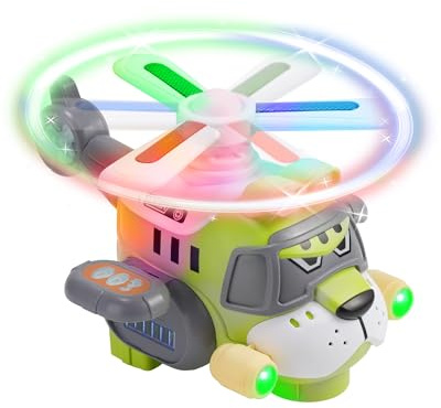 Gofimyee Kinder Flugzeug Auto Spielzeug, Elektroauto mit Lichtern und Klängen, 360 ° Drehpropeller, Hubschrauber für Kleinkinder, Jungen & Mädchen Geburtstagsgeschenk