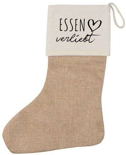 Huuraa Weihnachtsstrumpf Essen verliebt Geschenk Beige Jute Essen Geschenkidee