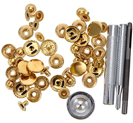 SOIMISS 12sets Heavy Duty Snap Fasteners Metal Copper Snap Button Kit for Handbag Jeans Belts Hats Bags Diy Craft