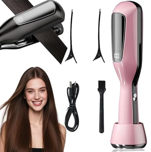 Coupe Fourche Cheveux, 2 En 1 Coupe Fourche Cheveux, Appareil D'élimination Des Fourches, Élimine Les Pointes Fourchues Et Les Cheveux Abîmés, Affichage LED, Rechargeable Usb (Rose)