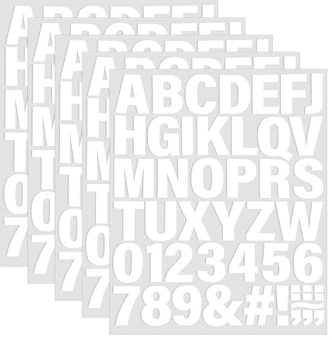 TIESOME 5 Blatt Buchstaben und Zahlen zum Aufbügeln, Bügelnummern Weiß A-Z und 0–9 Groß Bügelbuchstaben and Aufbügeln Zahlen Bügelbilder Iron on Letters and Numbers für Kleidung T-shirt Uniform