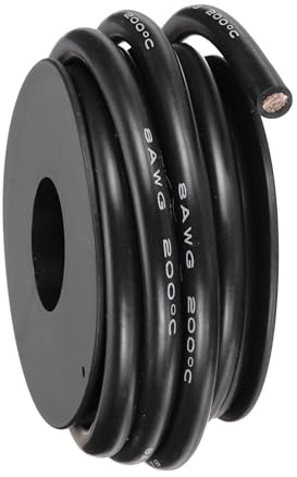 QUARKZMAN 8AWG Fil Electrique Silicone 3m/10ft, 8 Gauge Bobine de Fil Électrique en Cuivre Étamé Haute Température 200 Celsius/392 Fahrenheit pour Câblage de Modèles DIY, Noir