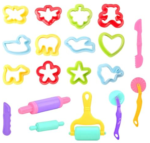 19 Pcs Clay Dough Tool Kit, Plastic DIY Playdough Accessories Rollers Cutters Extruders Kit, Family Friendly Small Toys Very Funny