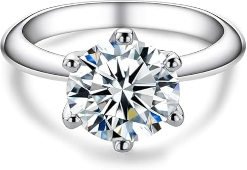 AOMOSO Damenring – Solitärring aus 1 Karat Moissanit mit Zertifikat, Silber 925, Farbe D, Klasse VVS1, geeignet für: Date, jeden Tag, Hochzeit