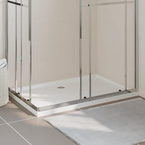 Piatto doccia in ABS, rettangolare, bianco, 80 x 120 cm, lucido, piatto doccia con soglia bassa, antigraffio, antimacchia, durevole, rinforzato, per bagno moderno