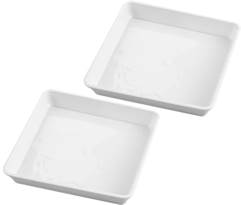 TIKODIDA Vassoi Quadrati in Plastica per Vasi di Fiori 40X40 CM, 2 Pezzi, Sottovasi per Piante da Esterno e Interno, Vaschette per Raccolta Acqua Resistente per Piante in Vaso Medi