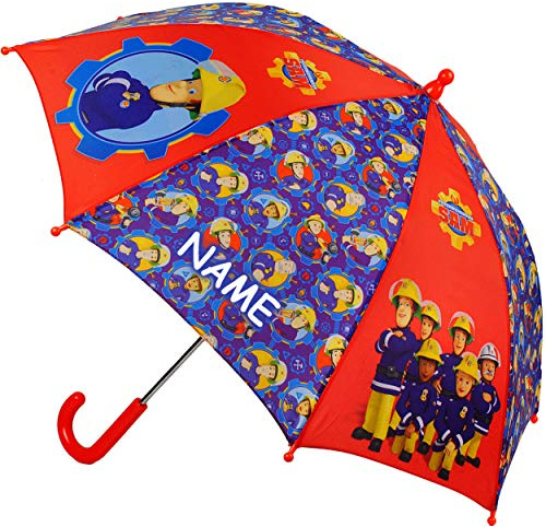 alles-meine.de GmbH Regenschirm - Feuerwehrmann Sam Jones - incl. Name - Kinderschirm Ø 73 cm - Kinder Stockschirm - Regenschirm - Schirm für Jungen - Kinderregenschirm/Glo..