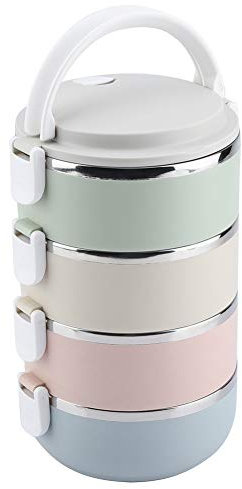 MAGT Fiambrera Recipiente Térmico de Acero Inoxidable Portátil Fiambrera Conveniente Contenedor de Alimentos de Bento Box (4 Capas 2800 Ml)