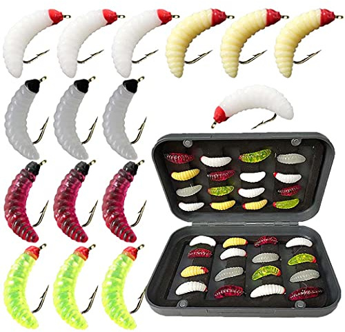 50Pcs Maggot Fly Fishing Wet,Trout Flies,Deadly Under Indicato