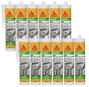 Lot de 12 mastics acryliques SIKA Sikaseal 107 Joint et fissure - Blanc - 300ml