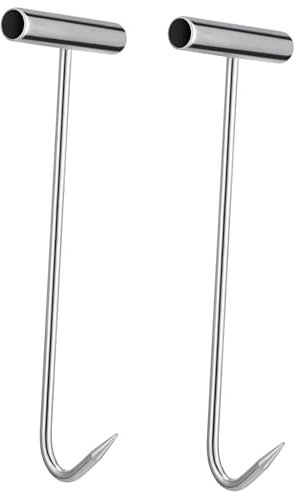 DOITOOL 2 Ganchos para Tormentas Y Herramientas De Elevación Rejilla De Gancho Cubierta De Servicio De Hierro Cubiertas De Mango Elevador De Acero Inoxidable Elevador Móvil Versátil para