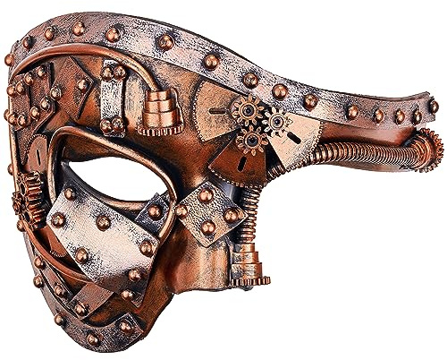 Steampunk halvmask (guld/brons)