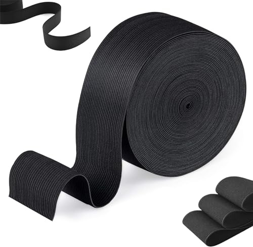 qhklew 10 Meter Gummilitze Elastisches, Gummiband Nähen Breite 15mm, Gummilitze Elastisches Nicht Leicht Verformbar, Elastisches Band zum Nähen und Haushalt DIY Handwerk, Schwarz