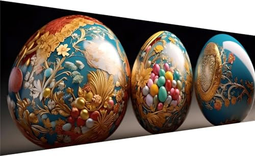 Diamond Painting XXL 240x80 cm, DIY Ostern Diamant Painting Bilder, 5D Ostereier Diamant Malerei Set, Diamant Kristall Strass Kreuzstich Painting, Diamond Painting Erwachsene Zimmer Dekoration M-1