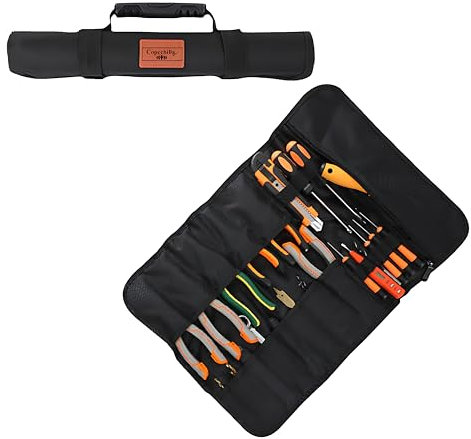 Copechilla Werkzeugtasche rolltasche schwarz mit griff und elastischem seil für motorrad und auto Werkzeugtasche für elektriker,Verdicktes Oxford-Gewebe Abriebfest für schraubenzieherschlüssel