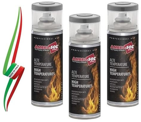 Generico SET 3 BOMBOLETTE DI VERNICE SMALTO SPRAY AD ALTA TEMPERATURA GRIGIO ANTRACITE 400ml MADE IN ITALY