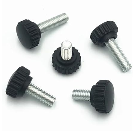 KSeSii 5/10 Teile/los M3 M4 M5 M6 M8 Gerändelt Nylon Runde Kunststoff Kopf Griff Rändelschraube Bakelit Bolzen Schwarz Bakelit Hand Schraube(16mm,M8 5pcs)