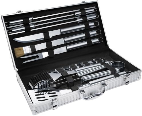 Grillbesteck Set Koffer Edelstahl 18-teilig Barbeque BBQ Grillzubehör Grill Set