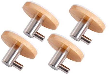 Gatuida 4pcs Bathroom Coat Hooks Strong Adhesive Wall Hangers Towel Hooks Wood Finish for Kitchen and Bathroom Use