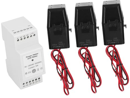 Fafeicy WiFi Smart Energy Meter, 3 Phase 4 Wire KWh Meter with 3 CT Clamps for Solar PV, Real Time Monitoring for Home and Grids