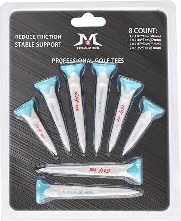 MAZEL Golf-Tees aus robustem Kunststoff, 5 cm, 6,2 cm, 7,3 cm, 8,3 cm, 8,3 cm, 8,3 cm, 8 cm, 8 Stück