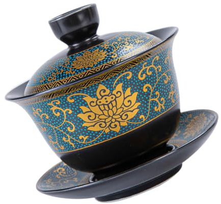 Healeved Set Tazza da Tè Zuppiera in Ceramica Stile Cinese Classico per Regalo a Famiglia e Amici Adatto a Casa e Ristorante