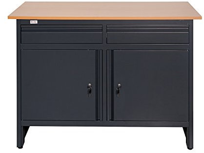 Jet-Line® | Werkbank Smolensk | 1.2 m | Werkstatt Tisch aus Metall in anthrazit | Tischplatte | abschließbaren Türen | Schubladen | 120 x 60 x 85 cm