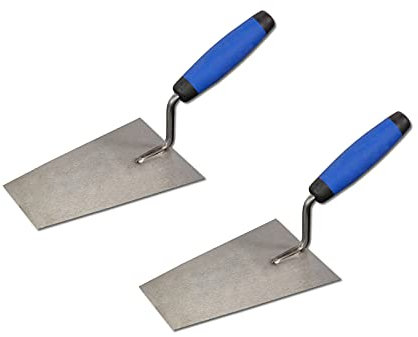 DEWEPRO 2er Set Italienische Tiroler Maurerkelle G-Hals 180x120x80mm Stahlkelle Gehärtetes Konisch Geschliffenes Blatt Mit 2-Komponenten Griff Profi Kelle Für Putz Mörtel Beton Bau Renovierung