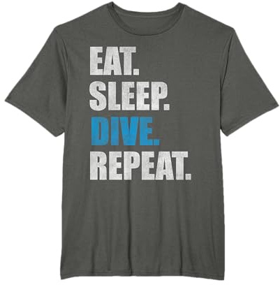 Tiefseetaucher Geschenke Eat Sleep Dive Repeat Taucher T-Shirt Schwarz S Klassisch geschnitten Kurzarm Rundhals-Ausschnitt Herren Männer Tauchen Sport T-Shirt