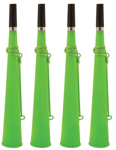 Glowtopia Neon Woofer Horn Blow Bright Loud - Yellow, Pink, Orange, Green - Carnival Festival Party (Green, 4, Horns)