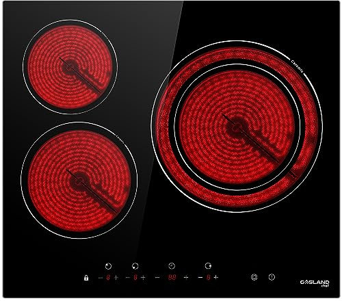 Gasland Chef CH603BF Placa de Cocina Vitrocerámica de 60cm, Placa de Cocción Eléctrica Encastrable - Placa (5400W, 3 Zonas, Negra, Integrada, Empotrada, Doble Zona de Cocción, Panel Táctil)