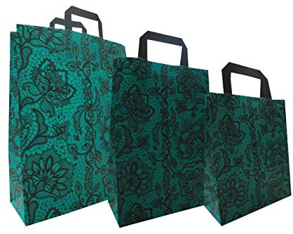 PGV Papiertragetaschen mit Flachhenkel Spitze GRÜN (22 + 10 x 31 cm, 50 Stück)
