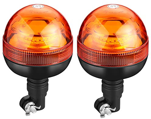 AUTOUTLET 2X Rundumleuchte, 24 LED Warnleuchten Amber Rundumkennleuchte Blinkleuchte 12V/24V, mit 3 Beleuchtungsmodi, ECE R10 E9 Straßenverkehr Zulassung, Wasserdicht Staubdicht, für Traktor LKW PKW