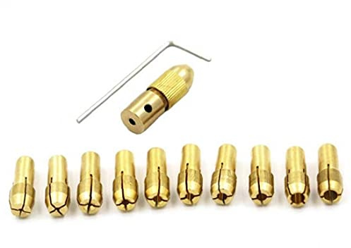TOSSPER 12pcs 2,35mm Broca Eléctrico Pequeño Collet, Mini Taladro Chuck Conjunto, Amoladora Eléctrica De La Madera De Latón Portabrocas