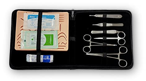 Fenomed Chirurgisches Nahtset Übung Medizin - medizinisches Nähset Chirurgie für Medizinstudium, Schulung & Skills-Lab mit Wundpad, Nahtmaterial 2/0 & 4/0, Nadelhalter, Skalpell und Klingen