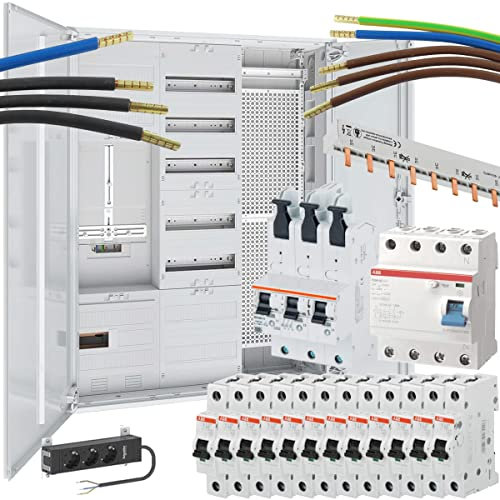 WITTKOWARE Komplett-Zählerschrank, 1x 3-Punkt Zählerplatz, Verteilerfeld/APZ, Mediafeld, FI-Schalter, 12x B 16A Sicherungsautomaten, Verdrahtungsmaterial, Hauptsicherung (SLS) 35A