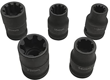 Brake Caliper Socket Set 5pcs, Brake Pad Screw Replacement for VW Audi Porsche, and The high Utility Etched Markings Ensure Permanent Identification