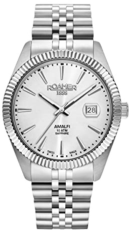 Roamer Orologio da Uomo Analogico al Quarzo Amalfi Gents 852833 in Acciaio Inossidabile, Argento - Bracciale