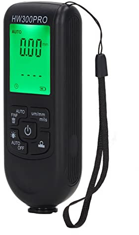 Digital Coating Thickness Gauge Auto Power Off 1µM Resolution ABS Outdoor Paint Thickness Gauge with Portable Rope for FE NFE Manufacturing Metalworking Industry (Black)