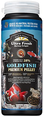 Ultra Fresh Floating Goldfish Food, Color Enhancing, Balanced Diet, All Natural Ingredients, Clear Water Formula, Goldfish Premium Pellet, 4.6 oz