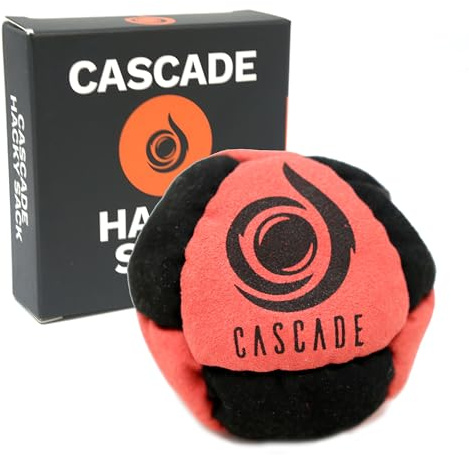 Cascade Pro Hacky Sack Sac à pied Pro Freestyle 8 panneaux Rouge/noir