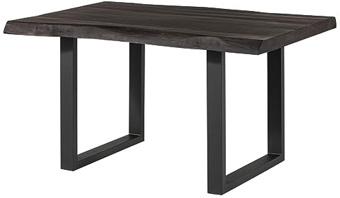 MASSIVMOEBEL24.DE Esstisch Mango grau lackiert Freeform | 140x90x77 cm (BxTxH) 48 kg Modern zerlegt vollmassiv MASSIVMOEBEL24.DE
