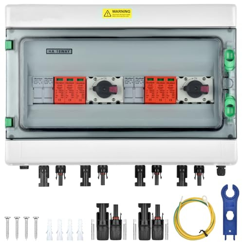 überspannungsschutz pv - 1000V 32A Solar Anschlusskasten, Blitzschutz dc trennschalter pv anlage 2 string (2 in 2 out), DC Combiner box Leitungsschutzschalter Solar einspeisesteckdose