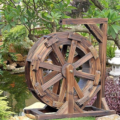 Fontaine de roue à aubes, fontaine exterieure de jardin, Roue à Eau Fontaine Patio Jardin Aquatique de la Feng Shui Roues Cour extérieure Pompe décorative Fontaine,fontaine à cascade en miroir ( Color