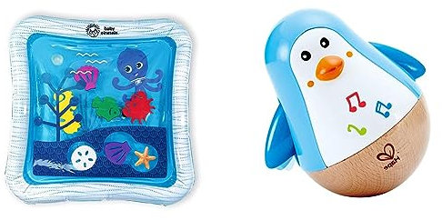 Baby Einstein, Opus’s Ocean of Discovery - Wassermatte, Spielmatte befüllbar mit Wasser & Hape Stehauf-Pinguin, Stehaufmännchen mit Klang, blau, ab 6 Monaten