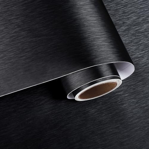 VaryPaper Papel Pintado Pared Cocina Grueso 40cmx200cm de Acero Inoxidable Negro Vinilo Adhesivo Muebles Tapiz Frigorífico Adhesivo para Encimera Lavable Baño Armario