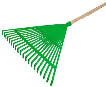 NG NICCOLAI SCOPA-RASTRELLO IN PLASTICA VERDE CON MANICO IN LEGNO PER FOGLIE