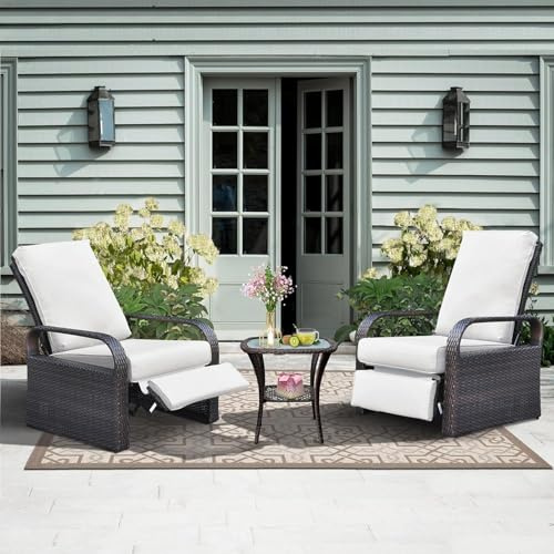 ATR ART TO REAL Set mit 2 Liegestühlen, verstellbare 3-fache Höhe, Outdoor-Liegestuhl, Aluminiumrahmen, handgewebte Rattan-Sonnenliege für Gartenmöbel, Liegestuhl