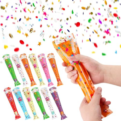 Party Popper Pistola Coriandoli, XiXiRan 10 pièces Lancia Coriandoli Festa, Sparacoriandoli Bambini Compleanno per Compleanni, Feste di Capodanno, Feste Natalizie (30cm*12pcs)