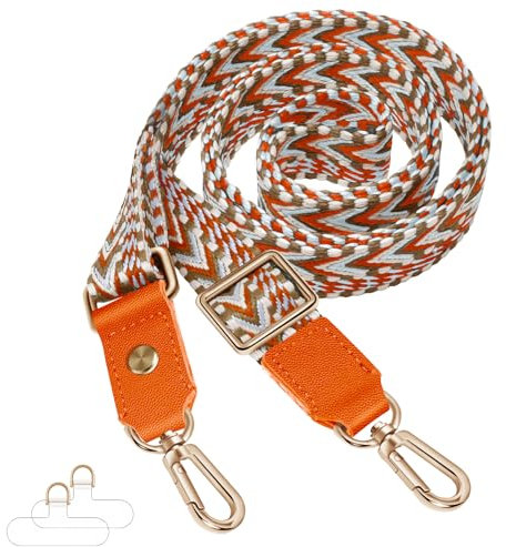UKON Phone Strap Crossbody Lanyard Widen Phone Neck Strap Adjusable Handbag Strap with Premium Hook And Loop Genuine Leather Head Shoulder Bag Strap with 2 TPU Tether Tab